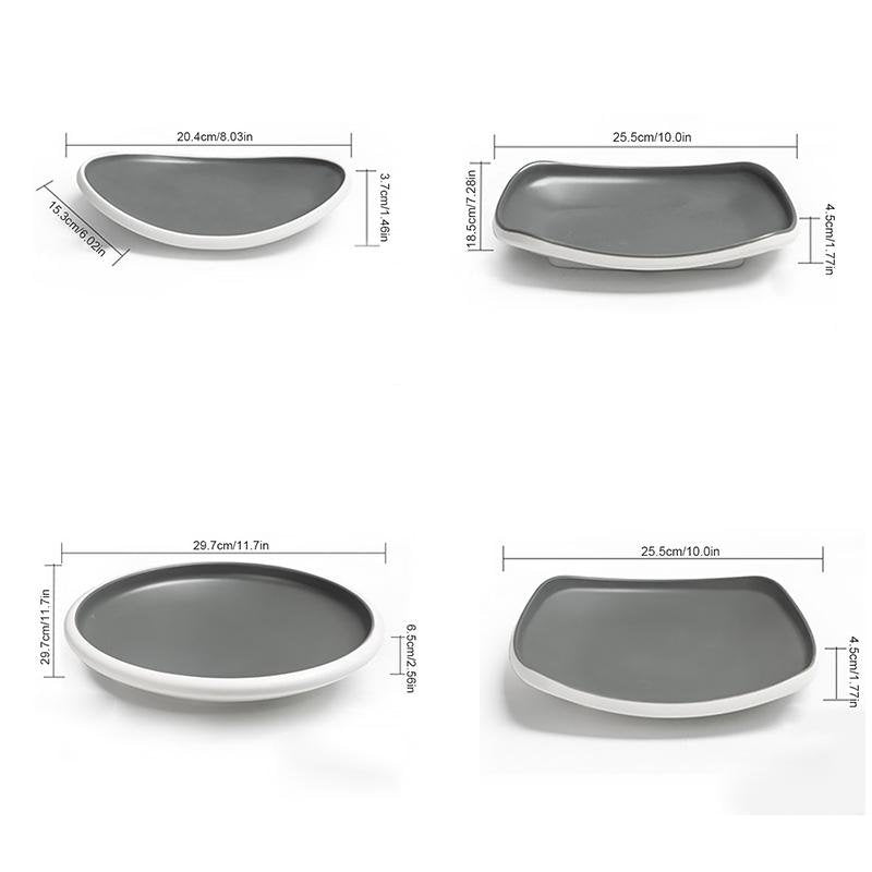 8-Piece Rustic Gray White Melamine Dinnerware Set