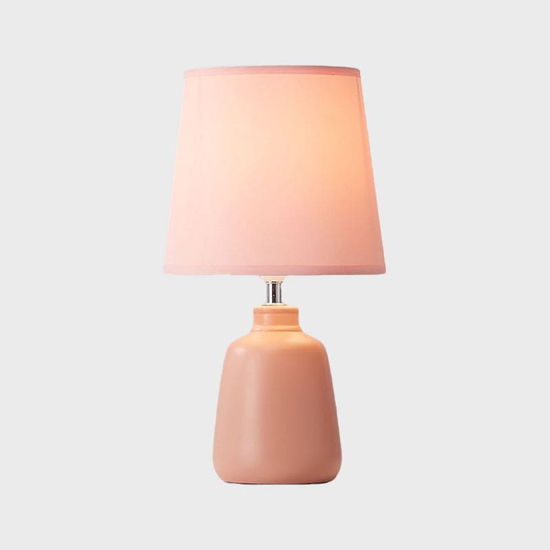 Nordic Ceramic Vase Lamp with Tapered Fabric Shade - VaseTable