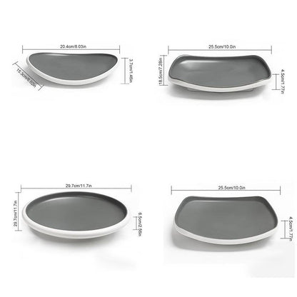 8-Piece Rustic Gray White Melamine Dinnerware Set