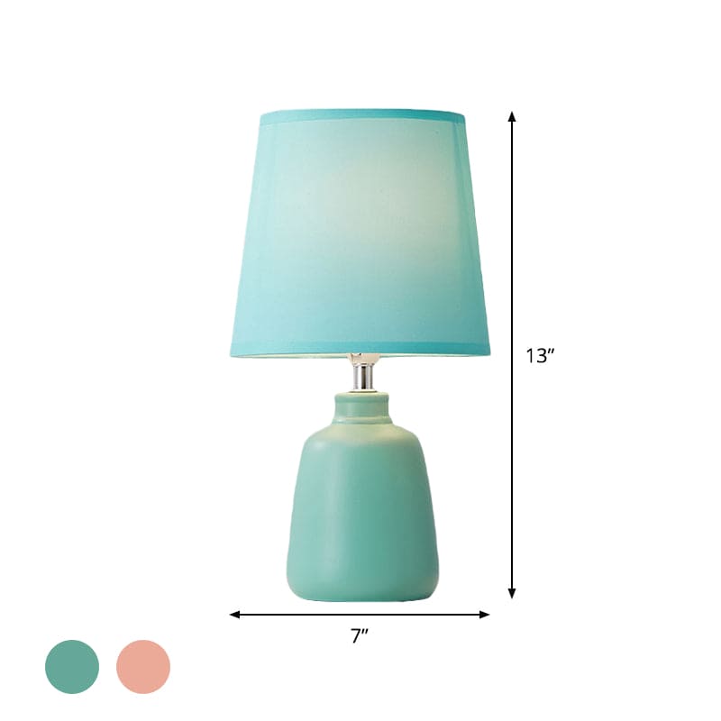 Nordic Ceramic Vase Lamp with Tapered Fabric Shade - VaseTable