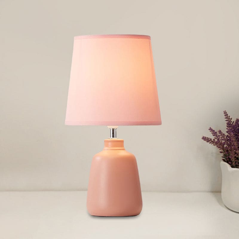 Nordic Ceramic Vase Lamp with Tapered Fabric Shade - VaseTable