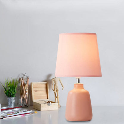 Nordic Ceramic Vase Lamp with Tapered Fabric Shade - VaseTable