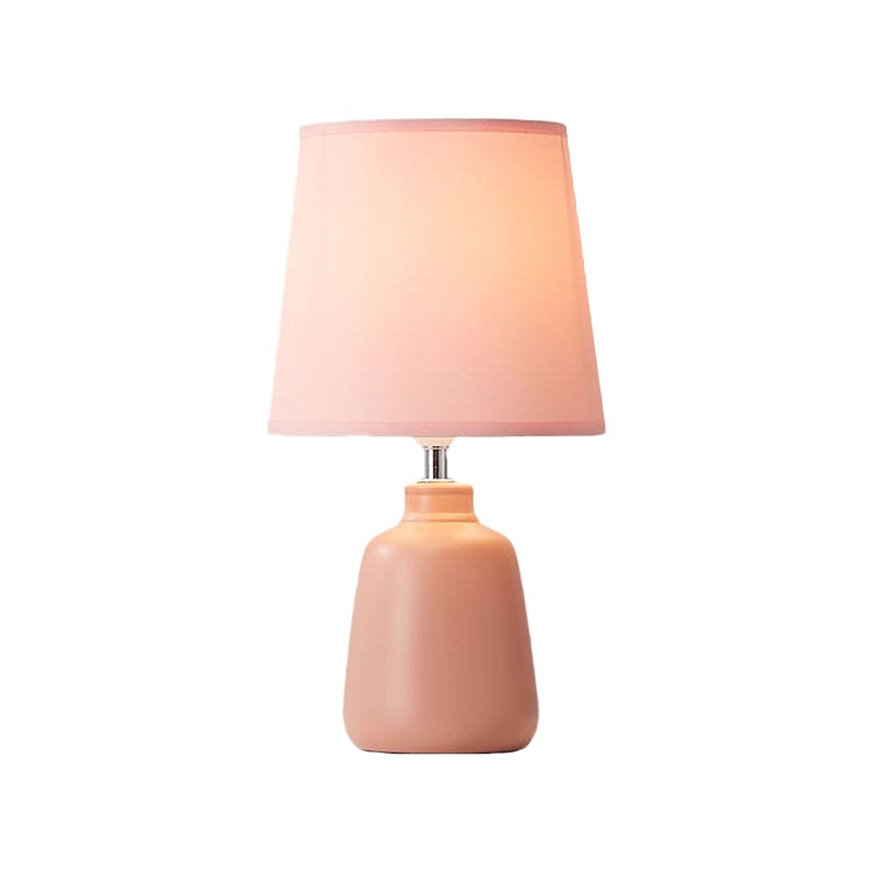 Nordic Ceramic Vase Lamp with Tapered Fabric Shade - VaseTable