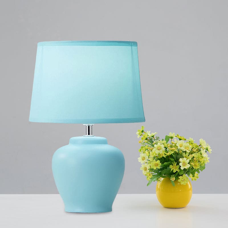 Nordic Ceramic Vase Lamp with Tapered Fabric Shade - VaseTable