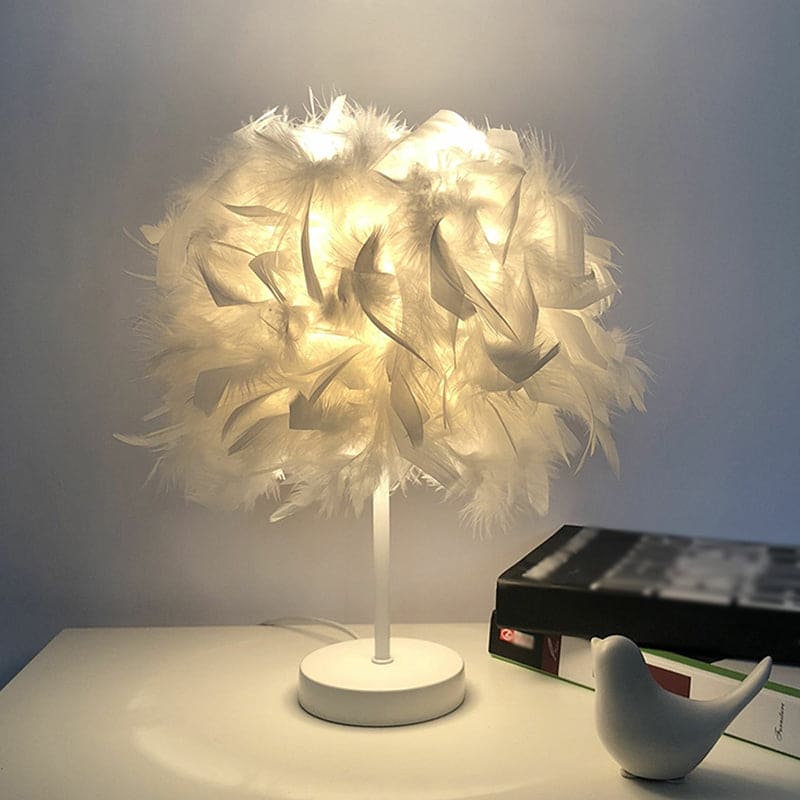 cozy feather globe table lamp for a soft glow feathertable