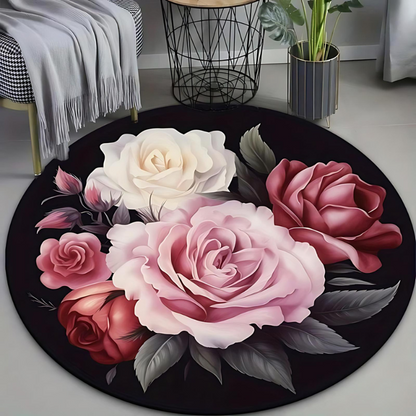 floral plush round rug soft cozy elegant home decor