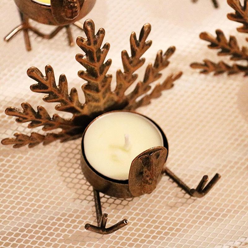 6-Piece Metal Turkey Tea Light Candle Holder Thanksgiving Decor