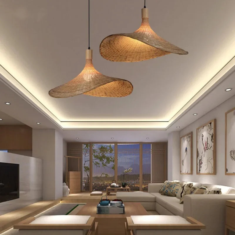 bamboo woven pendant light bamboodrop